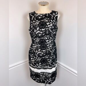 THE LIMITED Sleeveless Black Lace With White Underlay Dress | Size 10